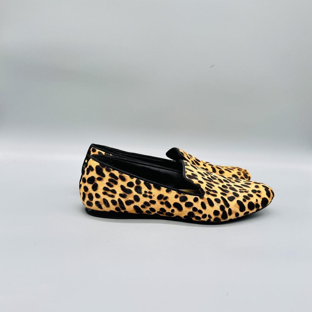 Birdies Shoes Womens 8 Brown Leopard Calf Hair Loafer Flats Slip On Comfort
